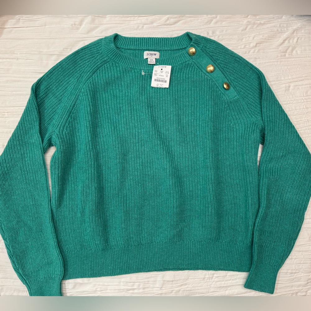 J. Crew Green Crewneck Sweater Classic Knit